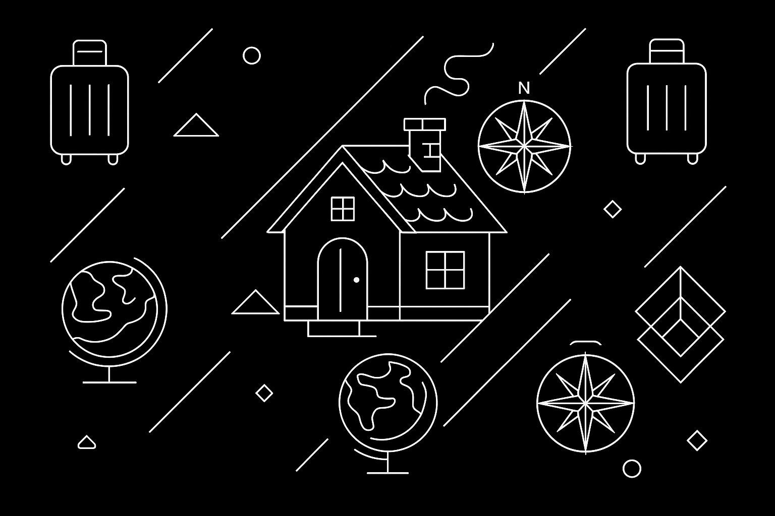 Podróżniczy wzór z dodanym domkiem